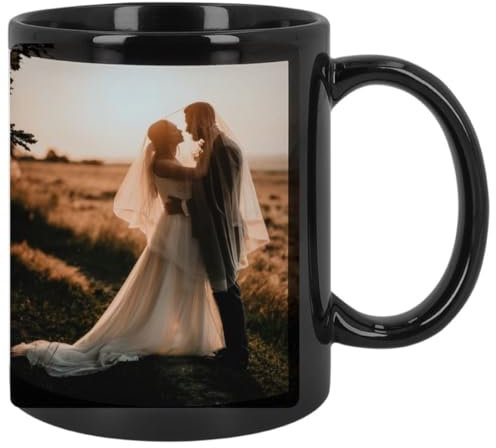 Taza de cerámica Negra totalmente personalizable con Foto, texto o ambas - Totalmente Negra - Impresión de Foto en Esta Taza - Taza Personalizable en Negro Brillante. Visita la pagina de Sif_ideas.