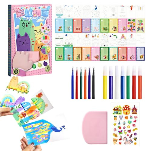 DIY Rainbow Paint Art Kit - Scratch & Color Dot Set for Boys and Girls