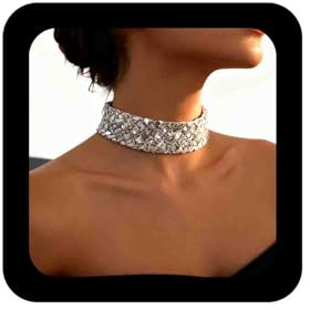 Enautoabs Gold Breite Pailletten Halskette Glitzernde Metall Pailletten Halskette Pailletten Netz Kragen Halskette Kurz Netz Halskette Party Abschlussball Halskette Schmuck (Gold Pailletten)
