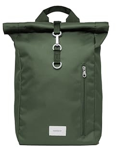 Sandqvist Ground Rolltop Backpack 16”, 19L, Green, Laptop Backpack, 16 Laptop Compartment, Water-Resistant, Recycled Materials