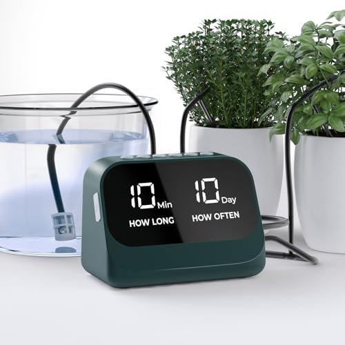 Sistema automático de riego de plantas, sistema de riego automático de plantas, kit de riego automático por goteo con temporizador programable, pantalla LED, sistema de riego interior de alimentación