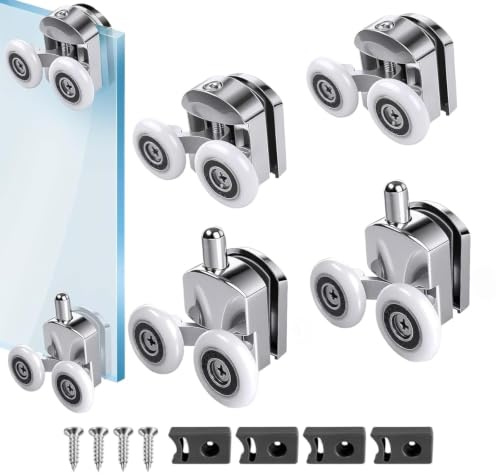 4 Pieces Shower Door Rollers Curved Shower Door Wheels 23mm Aluminum Double Shower Replacement Spares for Curved Sliding Door (23mm 4PCS,)