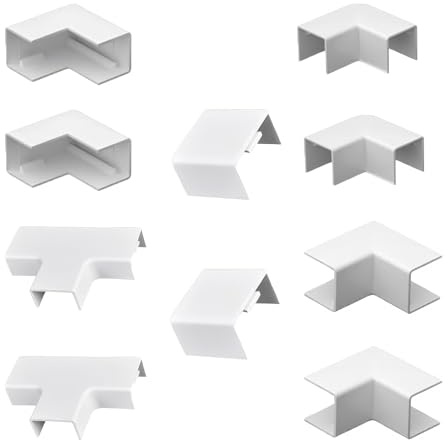 Kit complet d'accessoires pour goulotte de câbles en PVC - Kit complet pour la gestion des câbles et l'organisation du canal de câbles - Idéal pour les systèmes de goulotte de câbles (jeu A)