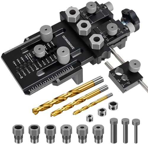 GOINGMAKE Dowel Jig Kit,Doweling Jig with Quick Positive Stop and Clamp