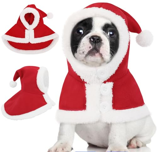 KONVINIT Costume Natale per Cani Grandi - Mantello Babbo Natale Extra Large con Cappuccio, Tessuto Pile Premium per Razze Grandi,Piccoli Regali di Natale