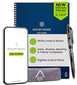Rocketbook Flex wiederverwendbarer Planer, Executive-Größe, 15,2 x 22,6 cm, Marineblau