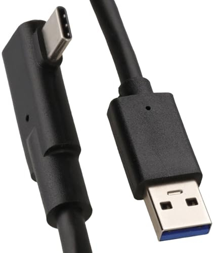 kenable VR Link Cable USB 3.2 Gen1 Type A to USB C Right Angle No Lag 60W 5Gbps Quest 2 Black 3m