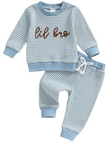 LUVCES Conjunto a Juego para Niños y Niñas Sudadera de Manga Larga a Rayas Top y Pantalón 2 Piezas Ropa Conjuntos para Hermanos y Hermanas Set