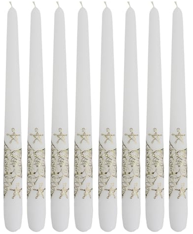 8er Pack Ebersbacher Leuchterkerze Spitzenstern Weiß (Ø x H) 22 x 290 mm (8 Stück)
