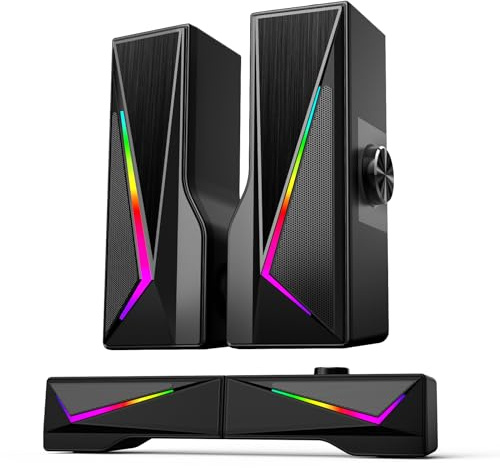KAPEYDESI PC Speakers for Desktop, Bluetooth & USB Powered Computer Speakers for PC Laptop Monitor, 6 Colorful RGB Modes, Detachable 2-in-1 Design (Dark)