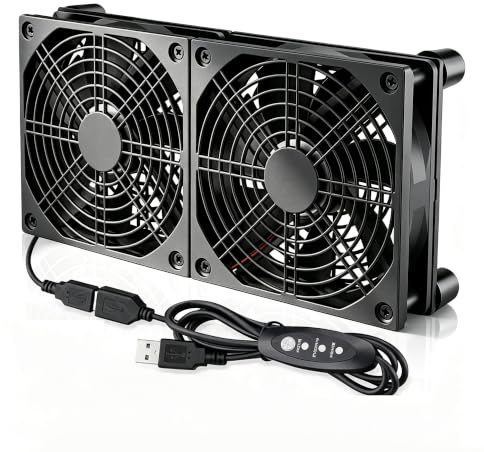 KLGFI 1 Stück USB Lüfter 5V, USB Ventilator mit 3 Stufen, USB-Kabel 1,2m | PC Lüfter für PS4/Laptop/TV Box/AV Schrank/Router