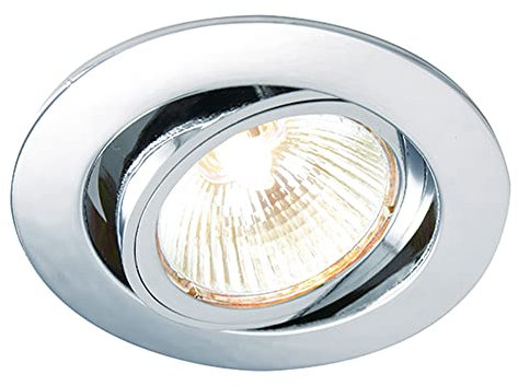 Betta Lighting Recessed Ceiling Lights - GU10 Downlights for Ceiling - IP20 Mains Powered Spot Lights for Kitchen, Bedroom, Lounge - Halogen or LED Required - Tilt Version, Chrome Finish