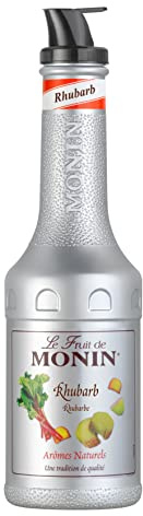 MONIN Le Fruit Rhabarber - Fruchtpüree Mix 1,0 l | Rhabarber Fruchtpüree-Mix mit hohem Fruchtgehalt - für Cocktails, Spritz Variationen, Desserts und Smoothies