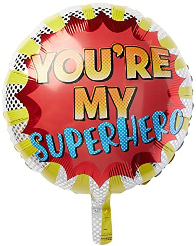 amscan Anagram 3945501 Standard Folienballon 1 Each Father's Day You're My Hero, Aluminium, farbig