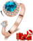 DYD Ringe Rosegold Damen, Rotierende Geburtsstein Ring Platin für Damen Kristall, Ring Schmuck Größe 5-9