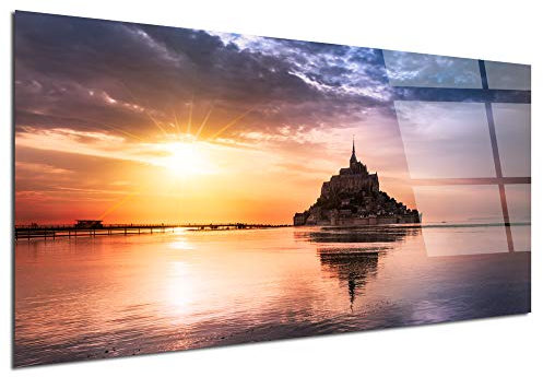 DECLINA, tableau design verre acrylique, décoration murale photo Mont Saint Michel, tableau mural moderne, art mural contemporain, impression haute définition, cadre léger