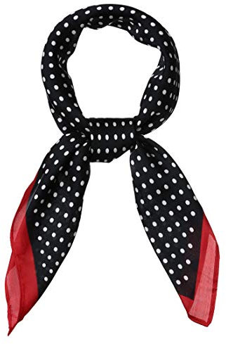 sourcing map 70cm Pois Carré Foulard Foulards Bandeau pour Femmes rouge noir 70 * 70 cm / 27,56 * 27,56 pouces (L * W)