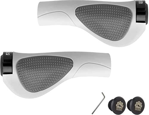 GORIX Bike Ergo Grips Bar End Cycle Lock On Lenker Mountainbike MTB (GX-D2) (weiß)
