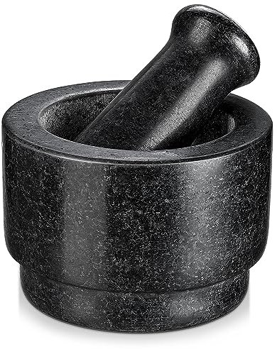 Velaze Mortier en marbre solide de qualité supérieure pour herbes, épices, guacamole, 11,5 cm