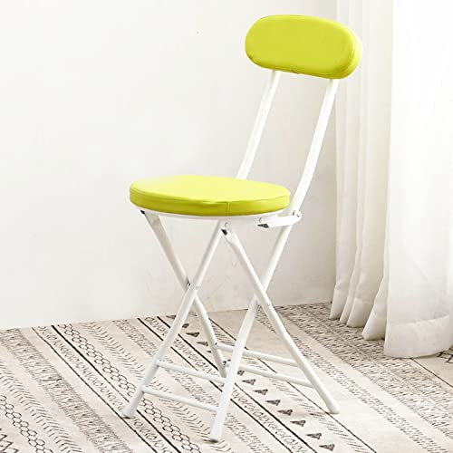 Folding chair Verdickter Haushaltsstuhl, Tragbarer Stuhl, Künstlicher Ledersitz, 9 Farben, 26 * 32 * 75cm (Color : Matcha Color)