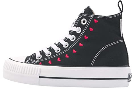 British Knights Damen Kaya MID Sneaker, Schwarz Herzen, 39 EU