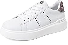 QUEEN HELENA Scarpe da Ginnastica Basse Sneakers Casual con Plateau Leggere Borchiate Donna X28-7 (X28-8 Viola, 36)