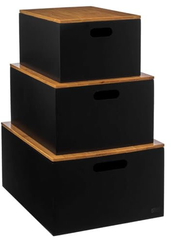 Five - Lot de 3 Boites de rangement en Bois avec couvercle Bambou