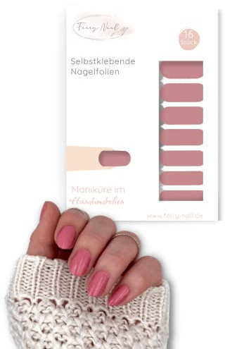 Fairy Nail selbstklebende Nagelfolien Maniküre Nailwraps Nagelsticker 16 Nagellackstreifen (Rose)