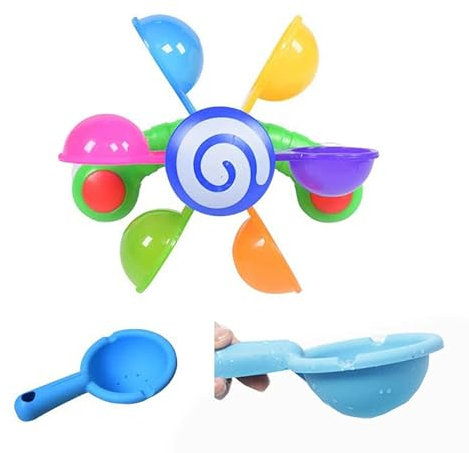 TLHWIN Juguetes de Chorro de Agua para bebés, Molino de Viento Giratorio arcoíris Juguetes de bañera de Piscina con Cuchara, Juguetes de Ducha para baños Infantiles Regalos para niñas y niños