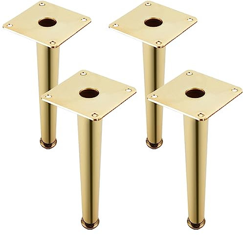 YJRZYQKXKL Lot De 4 Pieds De Meubles Doré Pied De Table Réglable Support Pieds | 10-75cm Pieds Coniques Socles Pieds Meuble Cuisine TV Commode Pieds pour Meuble De Salle De Bain (35cm,Doré)
