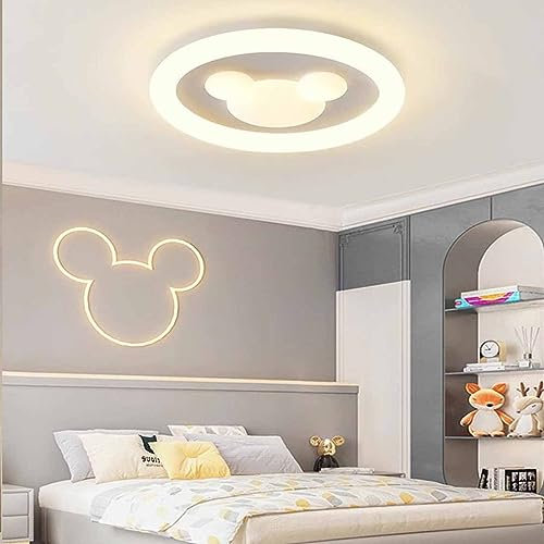 50 cm Micky Maus Deckenleuchte LED dimmbar Kinderzimmer Kronleuchter Cartoon Runde Lampe für Kinder mit Fernbedienung Pendelleuchte Schlafzimmer Mädchen Jungen Wohnzimmer Moderne Beleuchtung Panels