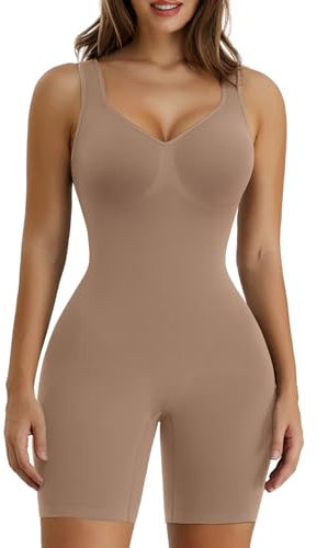 SHAPERX Shapewear Damen Bauchweg Stark Formend Body Shaper Overall-Shorts Abnehmen Shaping Bodysuit, UK-SZ5310-Sienna-2XL/3XL