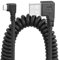 YACSEJAO Cable Micro USB en espiral, USB 2.0 a Micro USB 90 grados de sincronización y carga de cable de primavera para Smartphone Tablet Cargador de coche (doble izquierda)