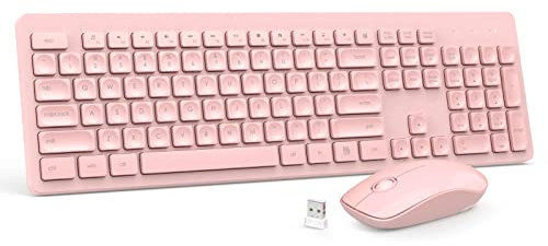 Set tastiera e mouse wireless silenzioso, 2,4 GHz, ultra-sottile, USB tastiera e mouse wireless, tasti a goccia d'acqua, 12 scorciatoie, combinazione di tastiera e mouse per PC portatili Windows