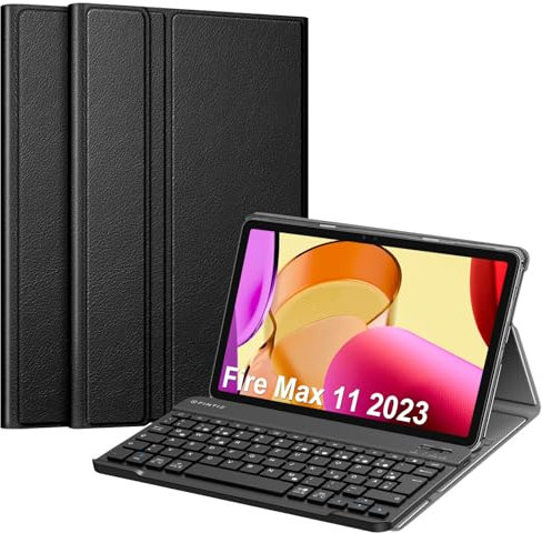 FINTIE Tastatur Hülle für Amazon Fire Max 11 Tablet 13. Generation 2023 - Magnetisch Abnehmbarer Deutsches Layout Tastatur