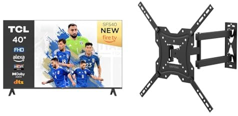 TCL 40SF540 TV 40 Full HD HDR e HLG Fire TV, Dolby Audio DTS Virtual: X, Design Bezel Less & Grifema GB1004 Supporto Tv Parete, Per Tv a Schermo Con Ruotare e Inclinare Supporto Tv