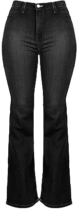 Flare Jeans Vintage Mujer Talla Grande - Pantalones acampanados de mezclilla de corte bootante Oversized Y2K Pantalones vaqueros aspecto vaquero Pantalones deportivos Hip Hop Joggers Cintura Alta