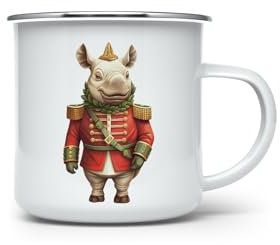 MAXIKIWI - Tasse à café ou thé en émail durable pour l'intérieur et l'extérieur – Casse-noisette de Noël animal – 350 ml