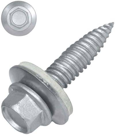 100 Stück Dünnblechschrauben 6,0x25mm mit EPDM Dichtscheibe | Bi-Metall Edelstahl A2 mit Stahlspitze | SW8, ETA Zulassung - spanlos, gewindeformende Bohrschraube