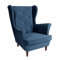 SEELLOO Sessel Hocker Ohrensessel Wohnzimmer Relaxsessel Samt Fernsehsessel Lounge Modern Schlafzimmer Bequem Loungesessel, Blau, 95 x 81 x 102 cm