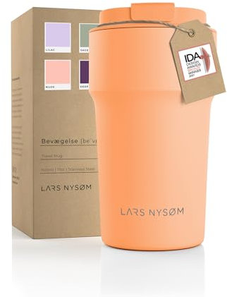 LARS NYSØM Thermo Kaffeebecher to go 500ml | Travel Mug 0,5 Liter mit Isolierung | Auslaufsicherer Edelstahl Thermobecher für Kaffee und Tee unterwegs | Teebecher (Pumpkin Orange, 500ml)