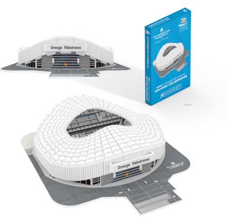 Megableu - 3D-Puzzle Olympique de Marseille – Stadion Orange Velodrome – 70 nummerierte Teile – integrierte LEDs – Modell ohne Klebstoff – ab 7 Jahren – Manuelle Fußball-Aktivität – Offizielle Version