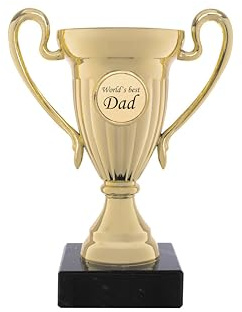 andSmile Pokal mit Gravur Worlds Best dad - Trophäe im Farbton Gold mit Marmorsockel - Pokale Bester Papa - Geschenk für Papa zum Geburtstag, Vatertag, Weihnachten