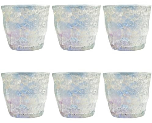 UNISHOP Set di 6 Bicchieri di Vetro per Acqua e Bevande Alcoliche, Bicchieri Olografici Colorati da 290ml, Design Elegante, Vetro Senza Piombo, Perfetti per Casa e Ristoranti