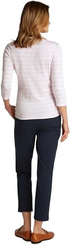 Tommy Hilfiger Women's New Cody Slim Boat-NK 3/4SLV WW0WW40589 S/S Knit Tops, White (Light Pink/Ecru STP), M