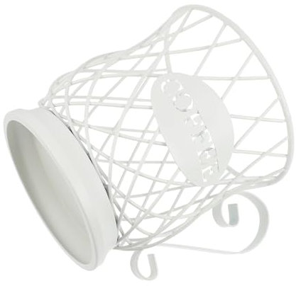 CRILSTYLEO 1pc Metal Coffee Capsule Holder Organizer White Coffee Storage Basket for Countertop Elegant Design Snacks Fruits Home Bar Tea Room