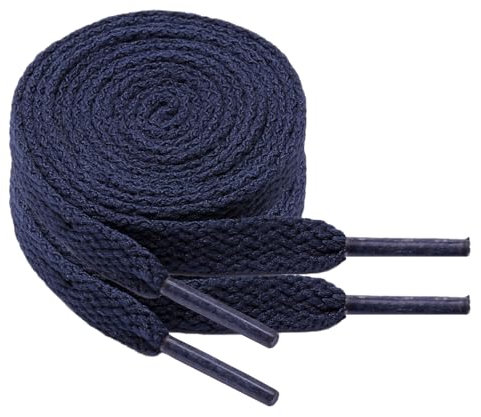 GOODSALEOK 2 Pares de Cordones Planos de 8mm Deporte Para Zapatillas Deportivas Adultos Resistente al Desgaste Presente Azul Marino 100cm