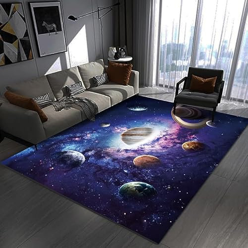 Planetarische Teppich 100x150 rutschfest Fußmatte Für Teenager Und Kindere Wohnzimmer Teppich Morden kosmische Schlafzimmer 49% Mikrofaser +51% Flanell pielkonsole Carpets für Adulte