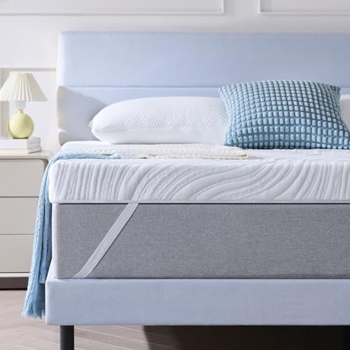 Hiimgo Surmatelas à Mémoire de Forme en Gel 140 x 190 x 5 cm | Absorbant et Respirant,avec Design Antidérapant，Housse de Matelas Amovible et Lavable