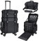 Friseurkoffer mit 8 Schubladen Kosmetik Trolley Kosmetikkoffer 2 in 1 Make up Koffer Nagelkoffer mit Rollen Professioneller Schminkkoffer Beauty Case Nageldesign Koffer,Schwarz